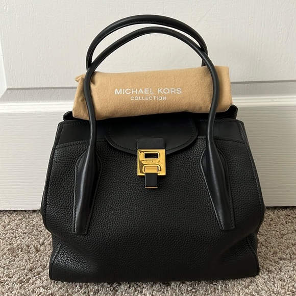 Michael Kors Collection Bancroft Large Pebbled Calf Leather Satchel - Picture 6 of 14